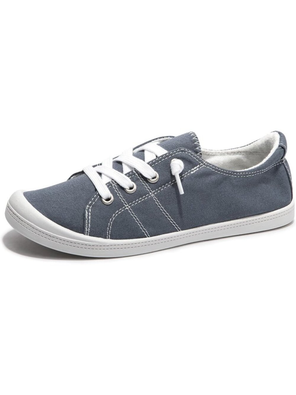 Women's Grayish Blue Canvas Low Top Classic Non Slip Rubber Outsole Flat Sneaker